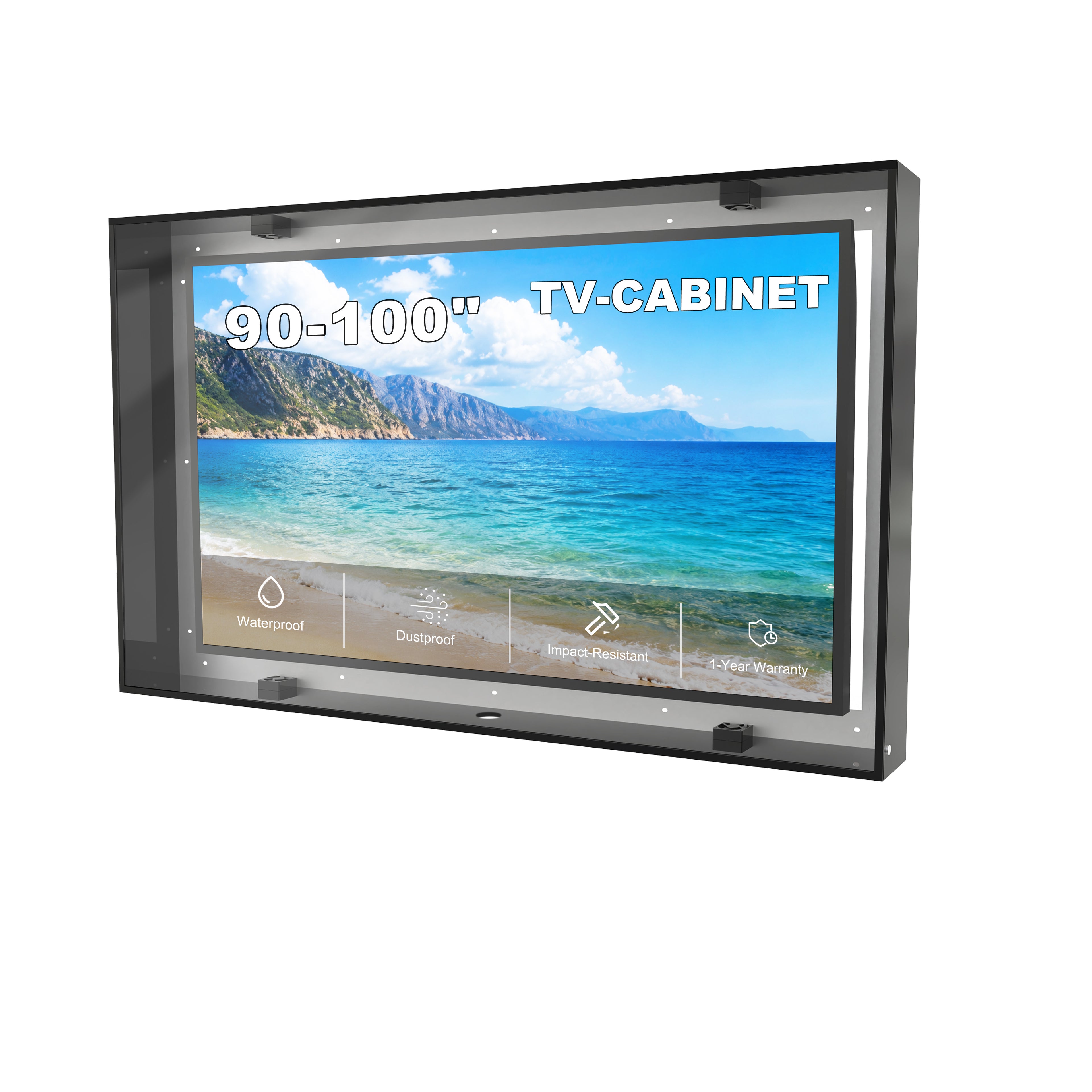 80-85 inch Waterproof Outdoor TV Enclosure Dustproof, Impact-Resistant with Anti-Theft Lock