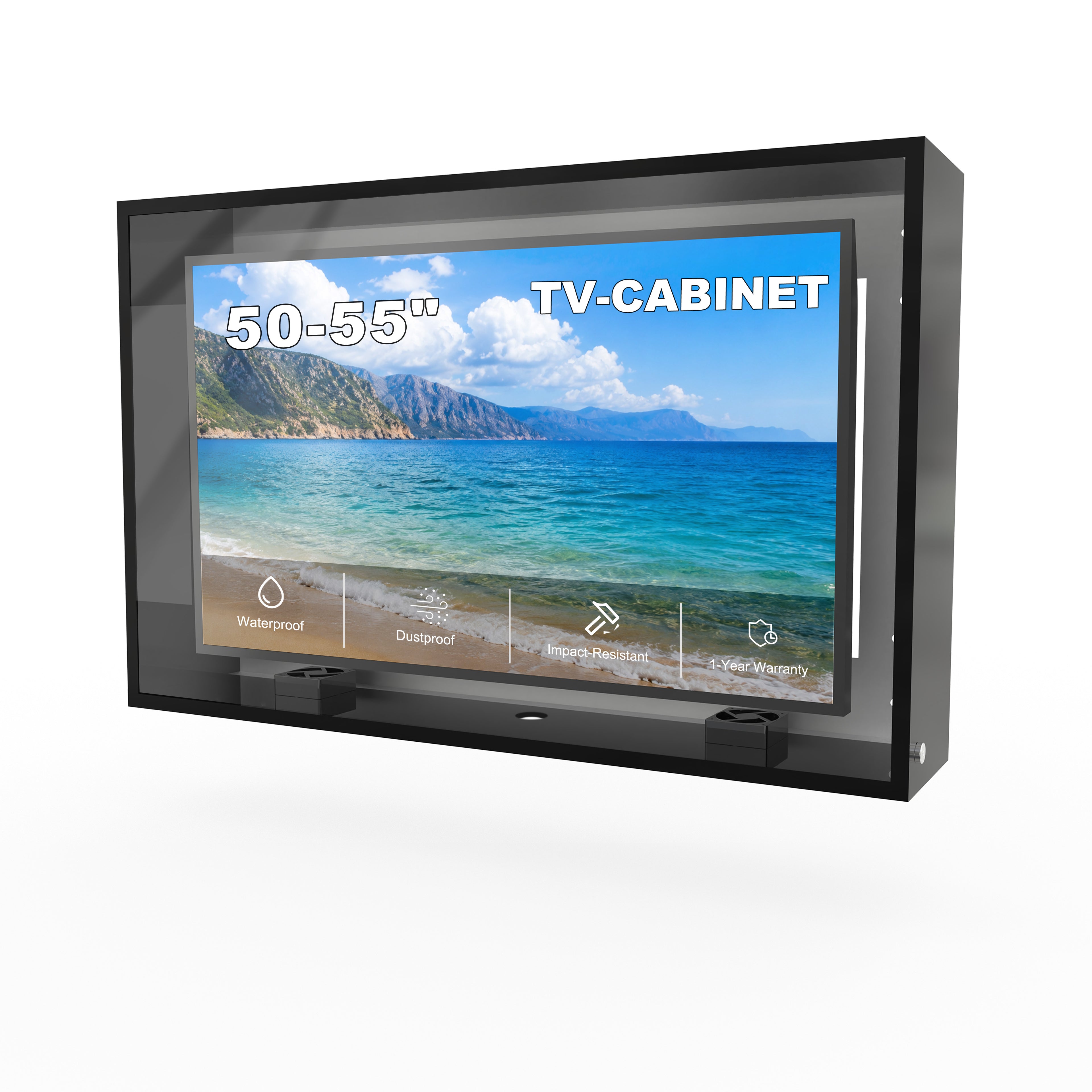 50-55 inch Waterproof Outdoor TV Enclosure Dustproof, Impact-Resistant with Anti-Theft Lock