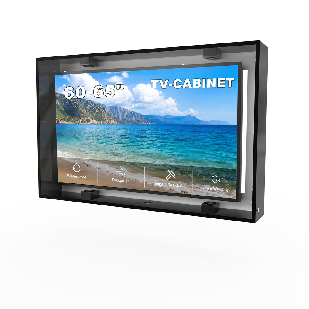 60-65 inch Waterproof Outdoor TV Enclosure Dustproof, Impact-Resistant with Anti-Theft Lock